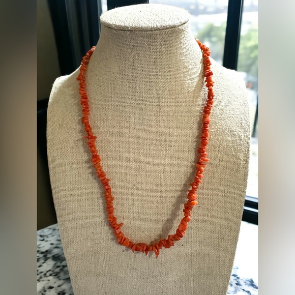 Vintage Branch/Chip Coral Necklace 14KTGF Clasp 18” - Picture 3 of 7